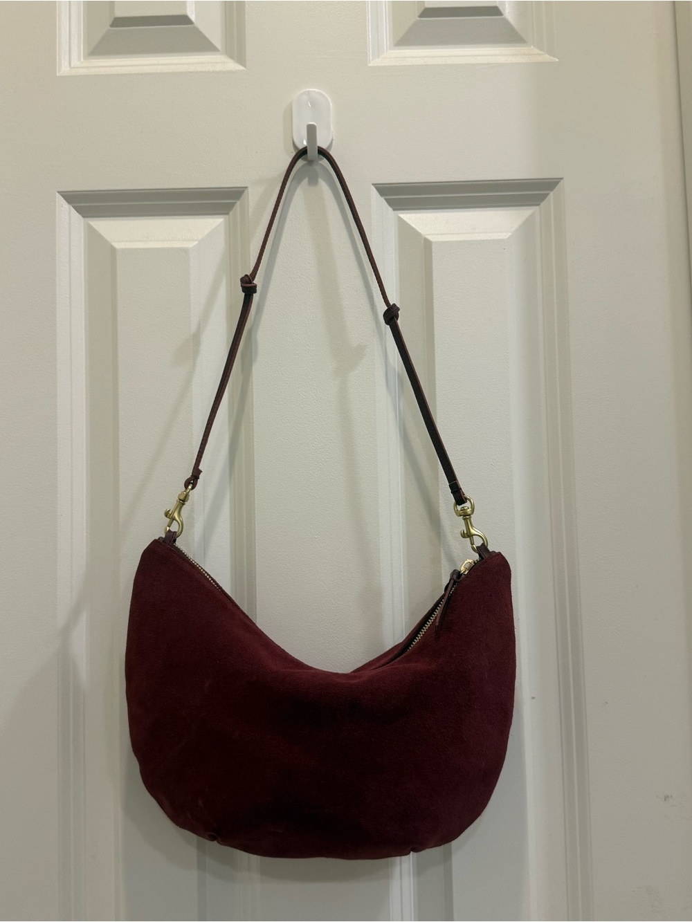 Clare V. Lune Shoulder Bag in Currant - suede bag 2025 - Picture 2 of 6